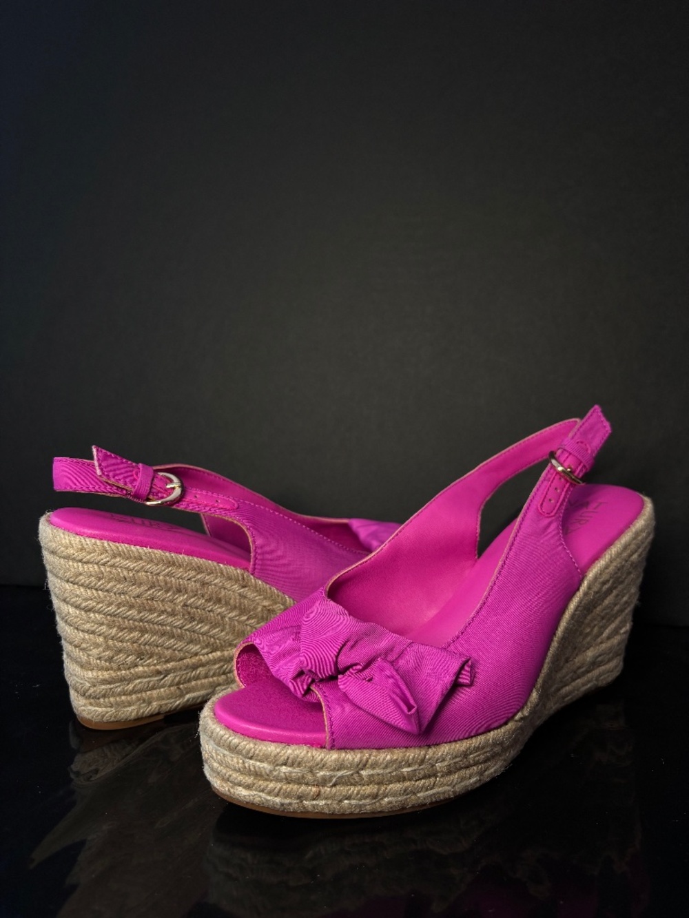 Naturalizer Bettina Pink Espadrille Wedge Sandals Size 6 Bow Slingback Platform